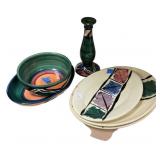 Gail Pittman Ceramic Platters, and Bowl