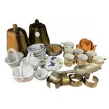Assorted Porcelain Demitasse Cups, Baskets, Napkin