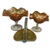 Fenton marigold carnival glass  Compotes and Baske