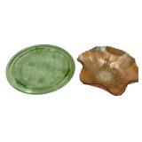 Green Daisy Footed Cake Stand and Dugan Marigold C