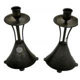 Mid Century Metal Candle Sticks