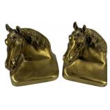 5" Brass HORSE HEAD BOOK ENDS Maker Marked by PM