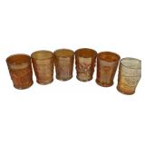 6 Marigold carnival glass tumblers