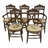 5 Eastlake Walnut Arm Chairs