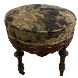 Victorian Style Crewel Embroidery Stool 16"h., 18