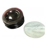 Colorful Salad Plates and 2 Marble Trivets