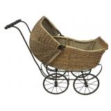 Victorian-style wicker doll carriage