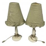 23"h Pair of sage green fabric table lamps
