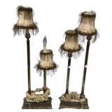 33"h. Pair of palmetto leaf candlestick lamps