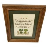 12"h., 10"w Happiness Sampler Framed