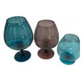 Three Mid-Century Modern Italian art glass brandy