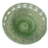 6"  Fenton Art Glass basketweave bowl in ice gree
