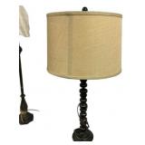 33" Black spindle table lamp stacked column desig