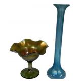 Carnival Compote and Dugan Diamond Glass Celeste B