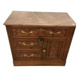 Antique Walnut Marble Top Washstand 27"h., 32"w.