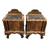 Pair of Italian Rococo Style  burl walnut nightsta