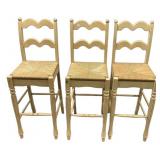 Three Country French style ladder back bar stools