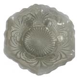 8" Fenton scroll and eye ruffled glass bowl.