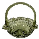 8" Fenton Art Glass basket Colonial Green thumbpr