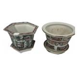 5" Two Chinese Famille rose planters