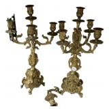 Pair of Brass Shelf Candelabras