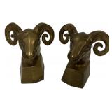 7" Brass Ram Head Bookends