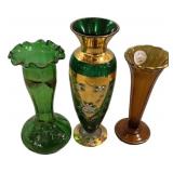 Art Bohemian glass vases 9"h