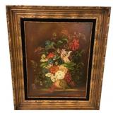 Signed M Dawsey Still Life Flower Vase Painting