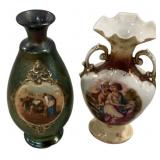 Porcelain and Glass Vases 8"h