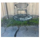 Wrought Iron Table and Three Chairs