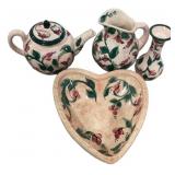 Gail Pittman Ceramic Pitchers, Vase, and Heart Dis