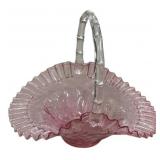 Pink Glass Fenton Basket 10"