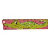 Madeline H Green 24"w Painted Alligator on Board