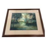 Ginger Chamblin 1987 Watercolor Landscape 22"h.,