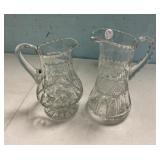 Heavy Crystal Glass Pitchers 9 1/2" h