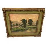 Signed Cipriani Landscape Painting Framed 17"h.,