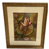 Signed Gladys Garrett Watercolor of Flower 24"h,