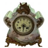 French Porcelain Mantle Clock 10"h