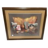 Signed Laszio Das Szinek a Barn Lithograph