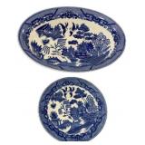 Japan Willow Vegetable Bowl 10"w and Plate 6"dia