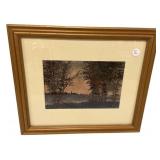 Signed Burns Landscape Artwork 16"h., 18"w