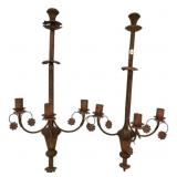 Pair of Copper Wall Candle Holders 30"h