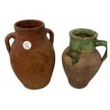 Two Pottery Vessels 10"h
