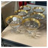 6 Gold Rimmed Sherbets