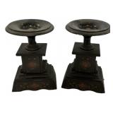 Italian Grand Tour inlaid black marble tazza