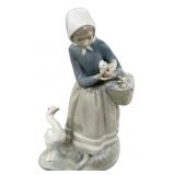9"h Lladro Shepherdess Girl with Ducks