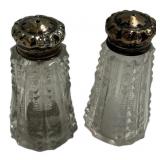 Cut Glass shakers with Sterling Caps 3"