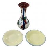 Gail Pittman Vase 6 1/2" Vase and Plates