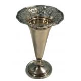 Sterling Pierced Flower Vase 1.315 ozt 5"h