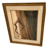 James Josey Signed Watercolor of Bird and Tree 42"